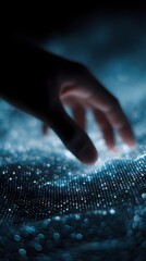 Poster - Holographic loading dot animation under a fingertip