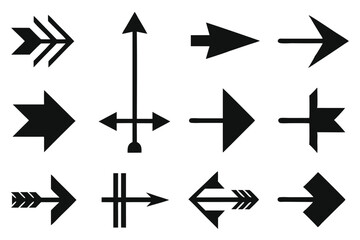 Poster - Collection of black arrow icons in diverse styles for user interface and design elements
