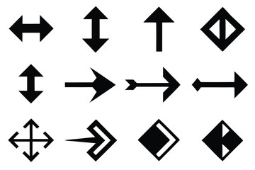 Poster - Collection of black vector arrows pointing in different directions for design and communication