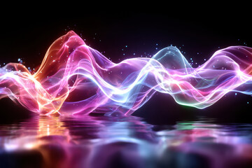 Poster - Colorful light waves create a mesmerizing visual effect in dark water