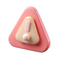Wall Mural - 3d pastel pink triangle alert icon isolated on transparent background