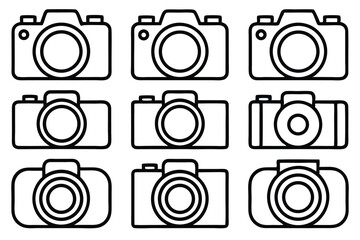 Poster - Collection of simple black and white camera illustrations for photography and design projects