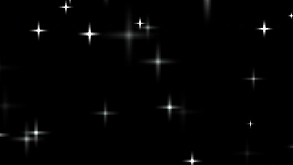 Wall Mural - Glitter effect. Glowing white stars animation on black background. twinkling stars glitter sparkle looping animated. Shining light effect for holiday, celebration, festive design elements. 4K