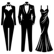 © MD - Formal wear icons tuxedo jumpsuit and gown