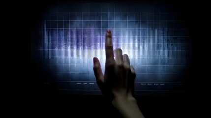 Poster - a hand touching a transparent panel displaying a reactor heat chart