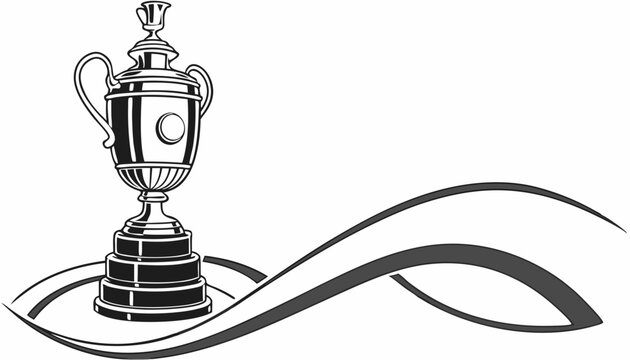 A realistic 3D rendering of a tennis trophy with a sleek design and polished surface, set against a white background         