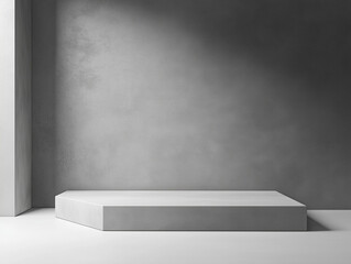 Poster - Minimalist Concrete Platform for Product Presentation in a Neutral Room Setting