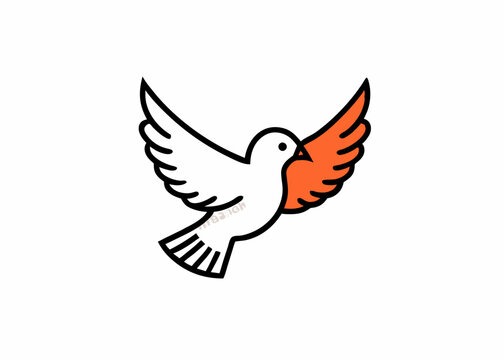White pigeons minimalist logo, Icon, element vector illustration