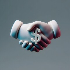 Poster - Symbolic handshake with dollar sign in soft UI design
