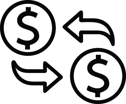 Money Transfer Line Icon, Outline Vector Symbol Illustration.