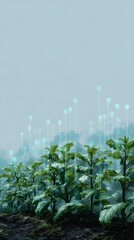 Poster - Digital markers hovering above lush green plants