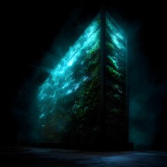Poster - Glowing vertical farming wall with dynamic nutrient flow animations