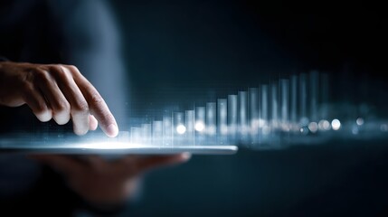 Poster - A digital marketing timeline projected from a transparent tablet