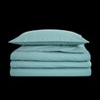 © Matcha_09 - Soft bedding set in calming teal color, featuring durable sheet and pillowcases, perfect for enhancing comfort and style in any bedroom. Ideal for cozy and inviting atmosphere