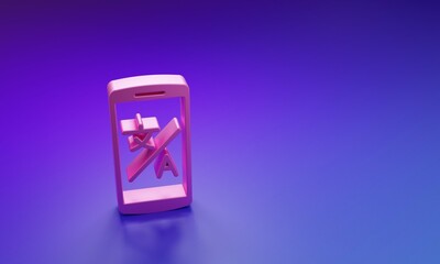 Poster - Pink Online translator icon isolated on purple-blue background. Foreign language conversation icons in chat speech bubble. Translating concept. Minimalism concept. 3D render illustration
