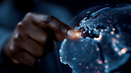 Poster - A strategist manipulating a virtual globe of competing product regions
