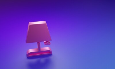 Poster - Pink Table lamp icon isolated on purple-blue background. Minimalism concept. 3D render illustration