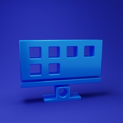 Poster - Blue Smart Tv icon isolated on blue background. Television sign. Minimalism concept. 3D render illustration