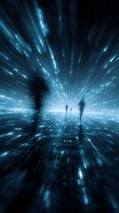 Poster - Futuristic digital tunnel of speed and motion