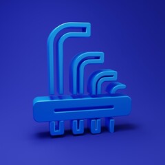 Poster - Blue Tool allen keys icon isolated on blue background. Minimalism concept. 3D render illustration