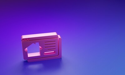 Poster - Pink Online real estate house in browser icon isolated on purple-blue background. Home loan concept, rent, buy, buying a property. Minimalism concept. 3D render illustration
