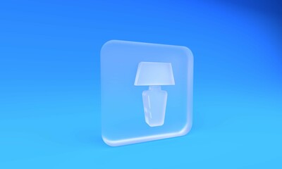Poster - Frosted glass Table lamp icon isolated on blue background. Desk lamp. Square frosted glass button. 3D render illustration