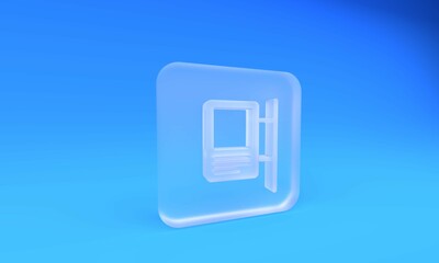 Fototapete - Frosted glass Road traffic sign. Signpost icon isolated on blue background. Pointer symbol. Isolated street information sign. Direction sign. Square frosted glass button. 3D render illustration