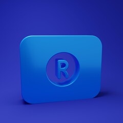 Poster - Blue Record button icon isolated on blue background. Rec button. Minimalism concept. 3D render illustration