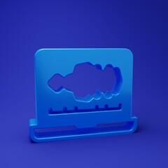 Poster - Blue Sound or audio recorder or editor software on laptop icon isolated on blue background. Minimalism concept. 3D render illustration