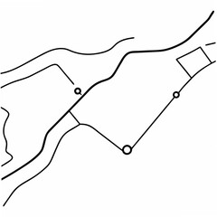 Poster - Map Route of a Run with Black Lines and Circular Markers on White Background jogging path