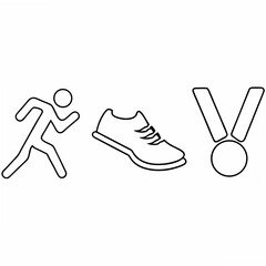 Poster - Minimalist Running Icon Set Runner Shoe Medal White Background running shoe sneakers