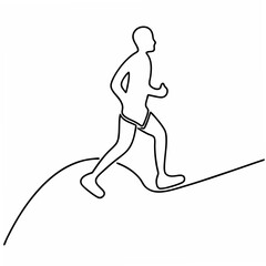 Poster - Single Line Drawing of a Person Jogging on a White Background Simple Minimalist Running Man Illustration