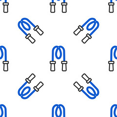 Fototapete - Line Jump rope icon isolated seamless pattern on white background. Skipping rope. Sport equipment. Colorful outline concept. Vector