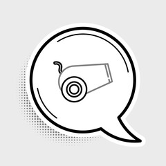 Poster - Line Cannon icon isolated on grey background. Medieval weapons. Colorful outline concept. Vector