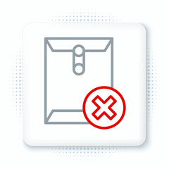 Fototapete - Line Delete envelope icon isolated on white background. Delete or error letter. Cross on message. Rejected mail. Colorful outline concept. Vector