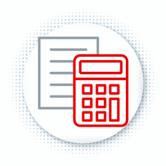 Fototapete - Line Calculator icon isolated on white background. Accounting symbol. Business calculations mathematics education and finance. Colorful outline concept. Vector