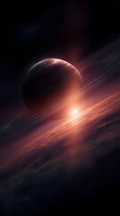 Poster - A massive gas planet appearing through layered translucent rings of light