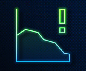 Aufkleber - Glowing neon line Financial growth decrease icon isolated on blue background. Increasing revenue. Vector
