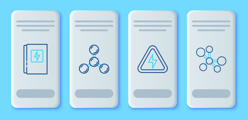 Poster - Set line Molecule, High voltage, Electrical panel and icon. Vector
