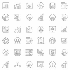 Poster - A collection of various data visualization icons including charts graphs and cloud computing symbols shown
