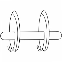 Poster - Simple Line Drawing of a Surfboard Rack on White Background Two Oval Shaped Holders Connected by a Bar with Hooks