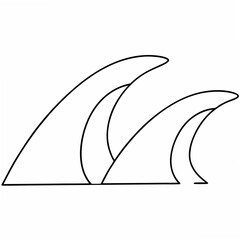 Poster - Simple Line Drawing of Two Surfboard Fins on White Background wave ocean