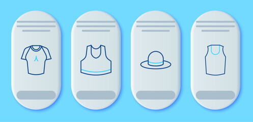 Poster - Set line Undershirt, Man hat, T-shirt and icon. Vector