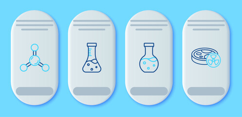 Poster - Set line Test tube, Molecule and with toxic liquid icon. Vector