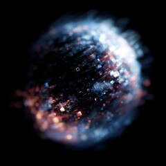 Poster - Glowing planetary fragments forming into a holographic sphere