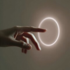 Poster - Hovering hand under a digital UI ring