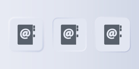 Poster - Grey Address book icon isolated on grey background. Notebook, address, contact, directory, phone, telephone book icon. Set icons in square buttons. Vector