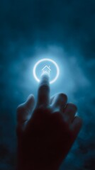 Poster - Glowing control panel with home icon and hand gesture