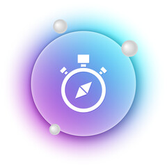 Poster - White Compass icon isolated on white background. Windrose navigation symbol. Wind rose sign. Blue and purple gradient circle background. Vector