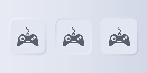 Poster - Grey Gamepad icon isolated on grey background. Game controller. Set icons in square buttons. Vector